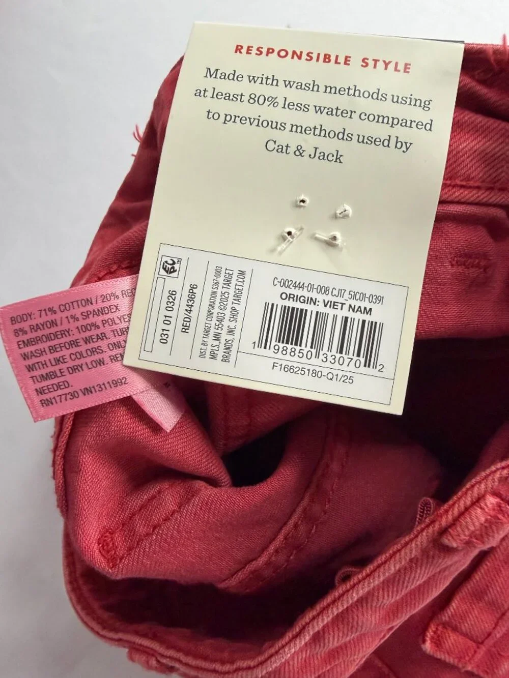 Cat & Jack Toddler Mid Rise Adjustable Waist Shorts Red Stars Size 2T & 3T NWT